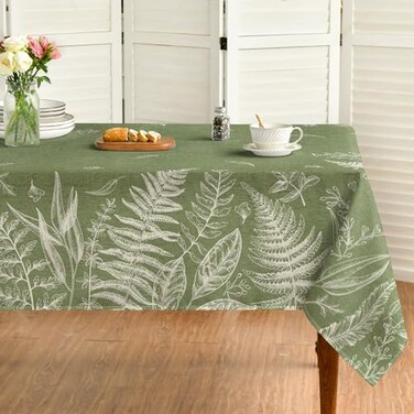 Horaldaily Spring Tablecloth 6084 Inch Rectangular Green Plants Wild Fern Washable Table Cover for Party Picnic Dinner Decor
