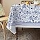 Virtumob Rectangle Tablecloth 60 x 84 Inch Blue Floral Rustic Tablecloth Classic French Country Printed Table Cover for Farmhouse Decoration Suitable for Home Kitchen Dining