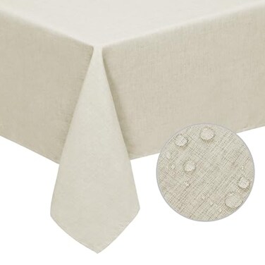 Easy-Going EasyGoing Faux Linen Waterproof SpillProof Tablecloth Stain Resistant Rectangle Table Cloth Wrinkle Free Decorative Fabric for Kitchen Dining Party Weddings Restaurants 60x84 in Beige