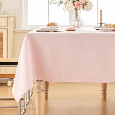 Alsoo Valentines Table Cloth Rectangle Table 6075 Inch Linen Textured Tablecloth Waterproof Tablecloths Wrinkle Free Fabric Farmhouse Table Cover for Dining Parties Buffets HolidaysLight Pink