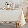 JIALE Textured Tablecloths Heavy Duty Cotton Linen Farmhouse Table Cloth Rectangle Table Waterproof WrinkleFree Rectangle Tablecloth for Kitchen Dining Parties 55x75 Ivory