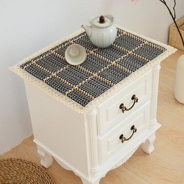 YUZHANGHE Tablecloth Nightstand End Tabletop Dust Cover 1575 x 2165 Night Stand Table Linen Dark Gray