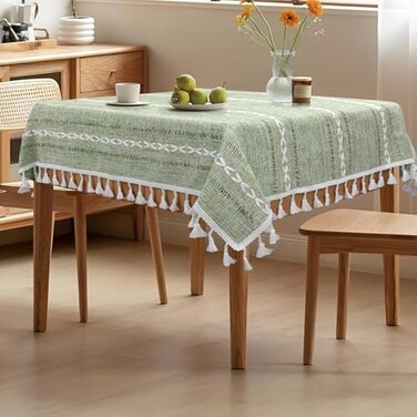 tiosggd Boho Small Square Tablecloth 36x36 Sage Green Linen Coffee Table Cover Spring Nightstand Cover Top End Bedside Table Cloth Runner Coastal Rustic Farmhouse Summer Home Decor