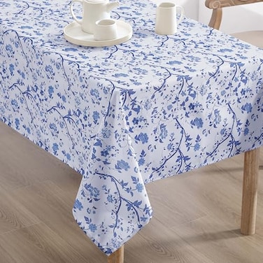 Laura Ashley Decorative Tablecloth Wrinkle and Stain Resistant Spillproof Water Repellent Easy Care Washable Polyester Fabric for Dining Kitchen Holiday and Party 60 x 84 Charlotte