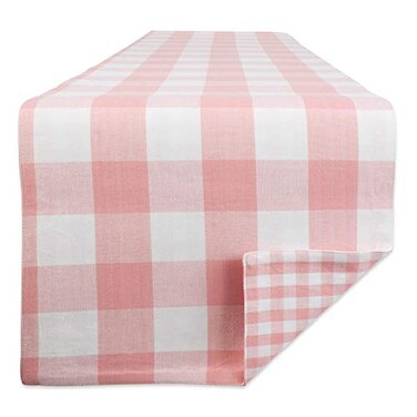 DII Gingham Check Tabletop Collection Pink Table Runner 14x72