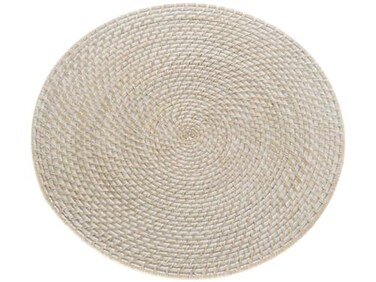Kouboo KOUBOO Laguna Table placemat Round Table Mats Set Woven Placemats Boho Table Mats Rustic Braided Wicker Table Mats Placemats Kitchen Table Placemats 15 Whitewash