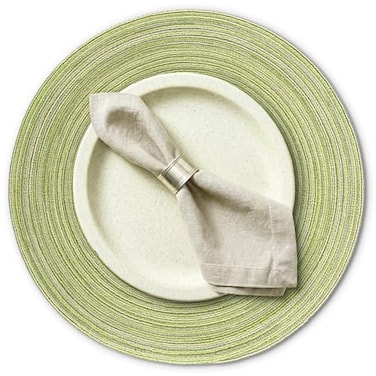 AHHFSMEI Round Braided Placemats Set of 6 Woven Table Mats for Dining Table Heat Resistant Easy to Clean Perfect for Kitchen Home Decor Light Green