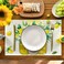 Artoid Mode Yellow Stripes Vase Lemon Summer Placemats Set of 4 12x18 Inch Seasonal Spring Table Mats for Party Kitchen Dining Decoration