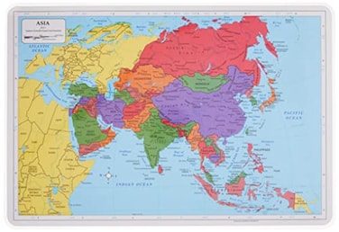 Painless Learning Asia Map Placemat 12 x 17 12 inches