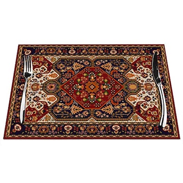 IBILIU Turkish Placemats Set of 4 Oriental Turkish Carpet Art Pattern Placemats Heat Resistant for Dining Table NonSlip 18x12 Inches Pm014