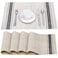 YOSICHY Table Mats Set of 4 Crossweave Woven Vinyl Placemats NonSlip Kitchen Placemats for Dining Table Washable Easy to CleanGrey