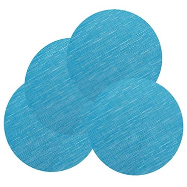 LivebyCare Round Placemats Set of 4 Woven Table Mats Washable NonSlip Placemats 138 Inch for Christmas Decoration Home Wedding PartyBlue