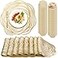 Sieral 48 Set 15 Inch Round Pressed Vinyl Placemats Hollow Out Rose Placemat Set Metallic Slip Resistant Place Mat Coaster Including Place Mats and Coasters for Wedding Dining Kitchen Gold