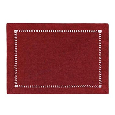 Grelucgo Handcrafted Solid Color Dining Table Placemats DoubleHemstitched Burgundy 12 x 18 Placemats Set of 4