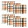 Artoid Mode Orange Black Buffalo Plaid Fall Placemats Set of 6 12x18 Inch Halloween Seasonal Table Mats for Party Kitchen Dining Decoration