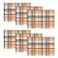 Artoid Mode Orange Black Buffalo Plaid Fall Placemats Set of 6 12x18 Inch Halloween Seasonal Table Mats for Party Kitchen Dining Decoration