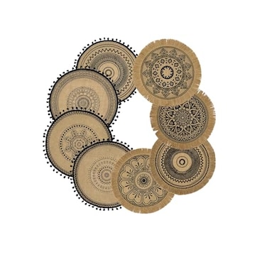 capasin CAPASIN Round Placemats Set of 8 Dining Winter Modern Dinner Braided Beige Boho Round Table and Fall Circle Placemats Boho Tssels Runner Kitchen Table Plate Mats Set of 8 Black 8