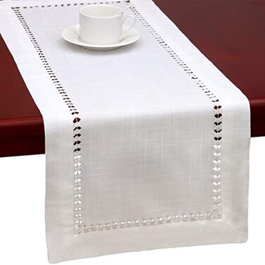 Grelucgo Set of 4 Handmade Hemstitched White Table Placemats 12x18 Inch