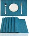 WAZAIGUR Placemats Set of 6 for Dining Table HeatResistant Washable Place Mats Woven Vinyl Kitchen Table Mats Easy to CleanBlue