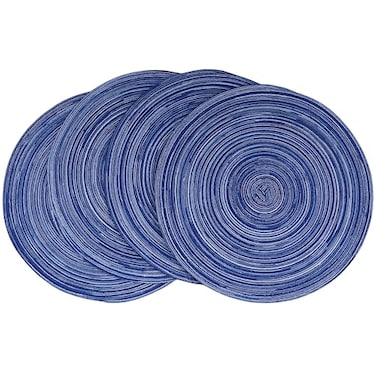 WAZAIGUR RedAPlacematsRound Placemats for Dining Table Set of 4 Woven Heat Resistant NonSlip Kitchen Table Mats Diameter 14 inchBlue