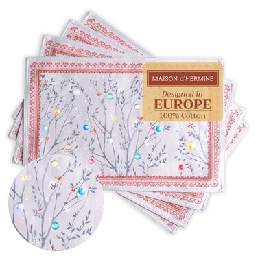 Maison d' Maison d Hermine Placemats Set of 4 100 Cotton Washable Cloth Place Mats Reusable Table Mats for Thanksgiving Christmas Decorations Kitchen Dining Party Wedding Fairy Christmas 13 x 19