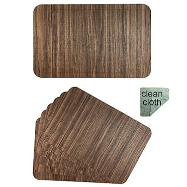 Red-A RedA Dining Table Placemats Set of 6 HeatResistant Wipeable Table Mats for Kitchen Table Decoration Waterproof Vinyl Placemats Easy to CleanBrown