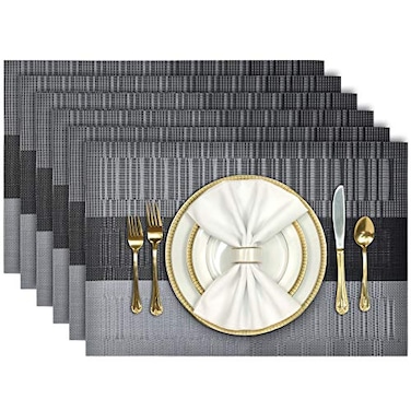 Aofmee Placemats Placemats Set of 6 Heat Resistant Place Mats Washable PVC Table Mats Woven Vinyl Plastic Placemats for Dining Table NonSlip Stain Resistant Kitchen Table Placemats Easy to Clean