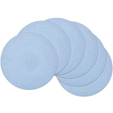 SHACOS Round Braided Placemats Set of 6 Round Table Mats for Dining Tables 15 inch Light Blue 6