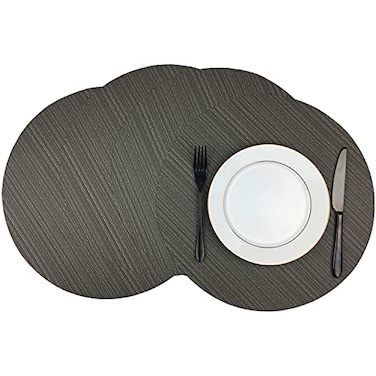 WAZAIGUR Round Placemats Set of 4 Woven Vinyl Easy to Clean Heat Resistant Kitchen Table Mats 15 InchGrey 4