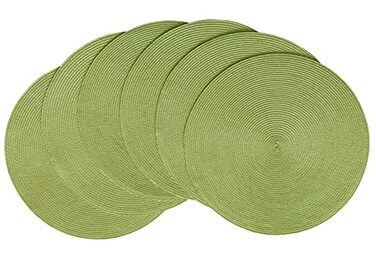 HODJOY Placemats Set of 6 Round Placemats for Dining Tables Washable Woven Placemats for Christmas 15 inch Pea Green