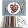 LANDVIEW Leather Heat Resistant Placemats Set of 6 Waterproof Wipeable Washable PU Table MatsEasy to Clean AntiSlip 6 Blue