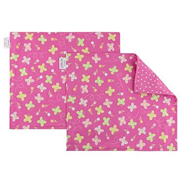 FUN KINS Funkins Reusable Cloth Placemats for Kids Lunch Boxes Reusable EcoFriendly 15x13 2ply Thick Absorbent Machine Washable Set of 2 Placemats Pink Butterflies