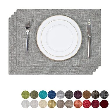 K KEVIN Kevin Textile Placemats Set of 4 HeatResistant Placemats for Kitchen Table Washable Durable Linen Table Mats Woven Placemats 4 Pcs 13x19 Sesame Grey