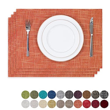 K KEVIN Set of 4 Fall Placemats by Kevin Textile Heat Resistant Dining Table Place Mats Kitchen Table Mats for Seasonal Autumn 13 x 19 Orange