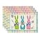 Artoid Mode Green Blue Pink Buffalo Plaid Bunny Happy Easter Placemats Set of 4 12x18 Inch Seasonal Holiday Table Mats for Party Kitchen Dining Decoration