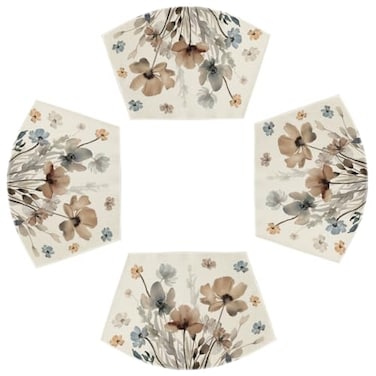 Artoid Mode Brown Poppy Floral Round Table Wedge Placemats Set of 4 Seasonal Kitchen Dining Table Decoration for Indoor Party Home