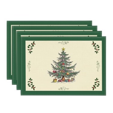 Artoid Mode Xmas Pine Winter Placemats Set of 4 12x18 Inch Christmas Table Mats for Table Runner Party Kitchen Dining Decoration