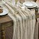 Artoid Mode 6Pcs Beige Gold Gauze Table Runner 120 Inch 10FT Glitter Metallic Foil Sheer Dining Wedding Anniversary Holiday Birthday Table Decor for Home Party