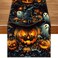 FARMNALL Black Pumpkins Ghost Halloween Table Runner 72 Inch Seasonal Fall Kitchen Dining Table Decorations for Home Party Decor