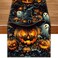 FARMNALL Black Pumpkins Ghost Halloween Table Runner 72 Inch Seasonal Fall Kitchen Dining Table Decorations for Home Party Decor
