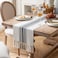 Caflife Boho Table Runner for Modern Farmhouse Decor Dining Table dcor 13 x 108 Inch Long Coffee Table Runner with Handcrafted Tassels Black and Beige for Home Bohemian Decoration