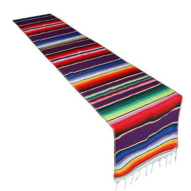 CRJHNS Mexican Table Runner Cotton Serape Table Runners for Mexican Theme Party Decoration Fiesta Cinco de Mayo Baby Shower Wedding 14x84Purple 2