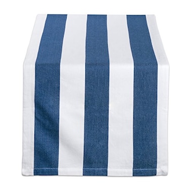 DII Cabana Dobby Stripe Tabletop Collection 18x72inch Table Runner Navy White