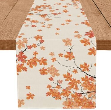 GAGEC Fall Table Runner Maple Leaf Autumn Harvest Thanksgiving Runners Farmhouse Holiday Kitchen Dining Table Decorations 13 x 72 Inch