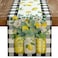 GEEORY Black Buffalo Check Summer Table Runner 72 Inch Lemon Vase Spring Farmhouse Rustic Holiday Runners Kitchen Dining Table Decoration for Indoor Outdoor Dinner Party Dcor GT10972