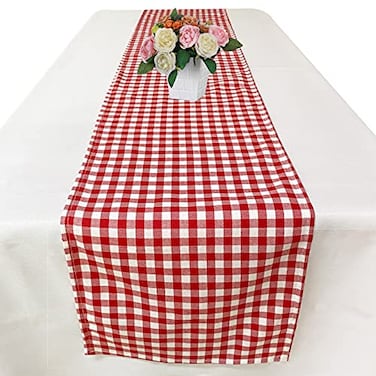 Joysail Red and White Gingham Table Runner 72 Inch Cotton Checkered Plaid Table Runner for Home Kitchen Dinner Party Table Decorations Valentines Day