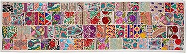 rajwada-fashion rajwadafashion Handmade Table Runner Indian Design Embroided Cotton Ethnic Runner Indian Patchwork Table and Home Decor for Every Occasion White 60X15