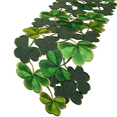 Simhomsen Embroidered Irish Clover Table Runner for St Patricks Day Spring Decorations 14 x 34 inches