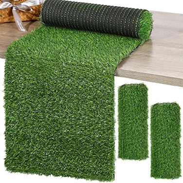 Tudomro 2 Pcs 12 x 120 Inch Grass Table Runner Artificial Turf Table Runner Synthetic Grass Tabletop Decor Green Rug Placemats Liner for Parties Wedding Banquet Faux Moss Decor