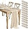 WJWHQ 12 Pcs Beige Cheesecloth Table Runner 13ft Boho Gauze Cheesecloth Table Runner 160 inch Long for Christmas Wedding Bridal Baby Shower Birthday Table Decorations